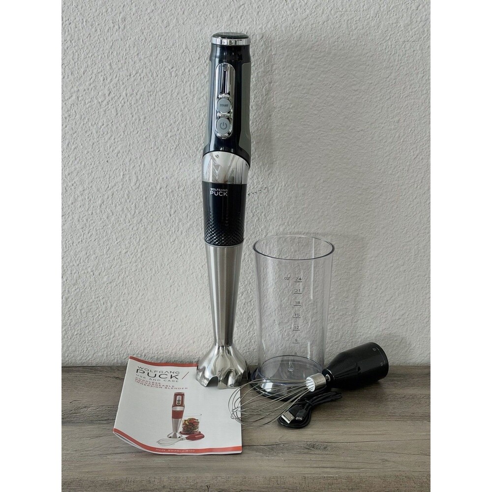 Wolfgang Puck 3 Angle Cordless Immersion Blender With Attachments New